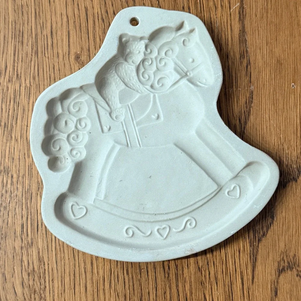 Brown Bag Unisex Cookie Art Stamps Molds Gingerbread Rocking Horse Tan Ceramic